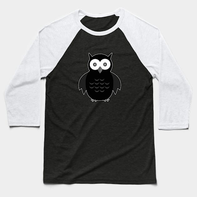 Black & White Owl Baseball T-Shirt by adamzworld